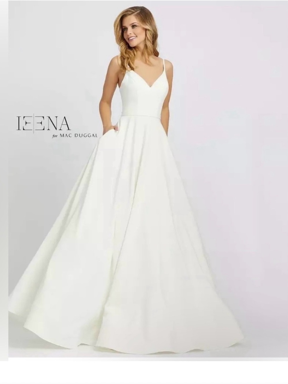 MAC DUGGAL 48855I V-Neck Crepe Ball Gown 
white size 10  Dress
$398.00